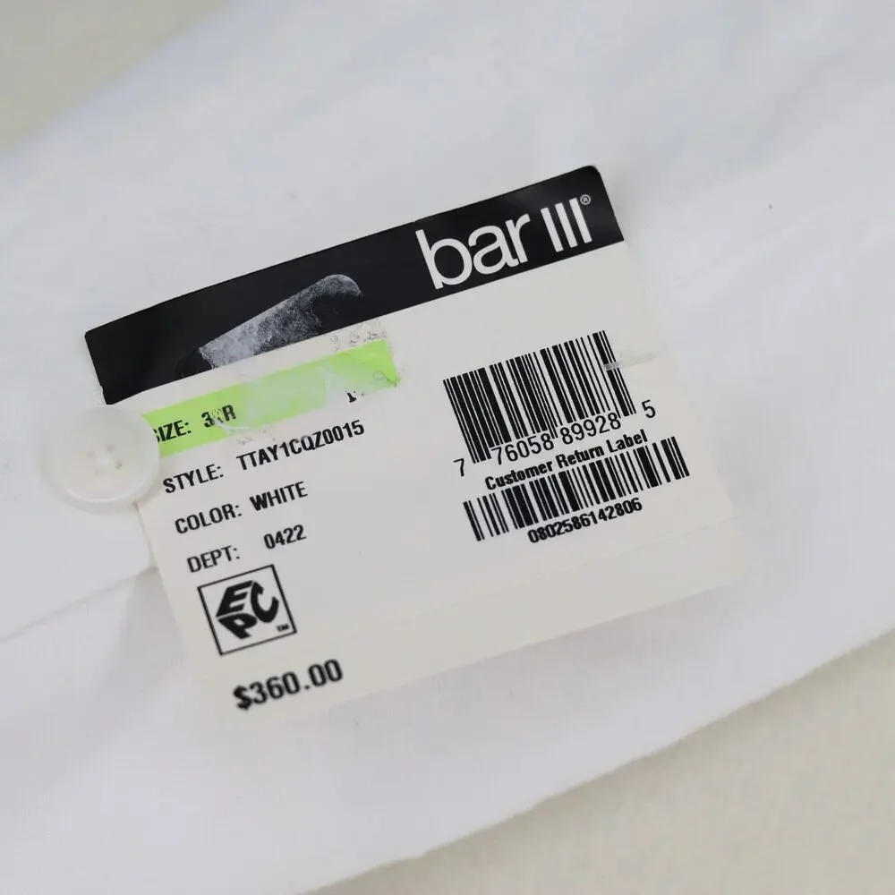 Bar III Men's White Linen Summer Casual Slim-Fit Formal Suit Jacket Size 38R